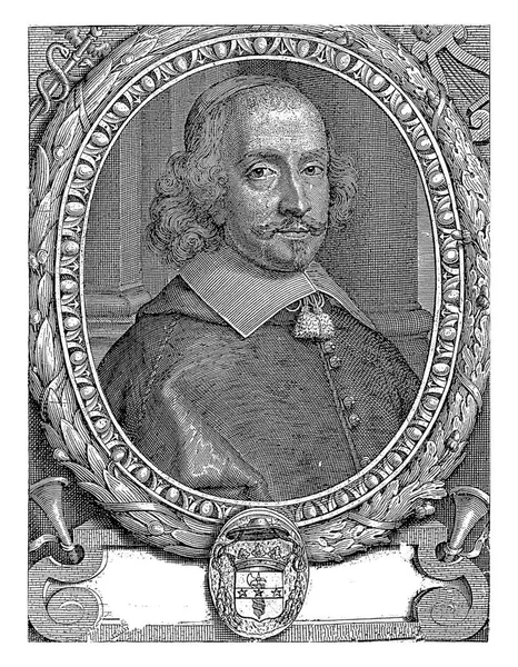 Portrait Cardinal Mazarin Pieter Jode 1659 Portrait Cardinal Mazarin Skullcap — Stock Photo, Image