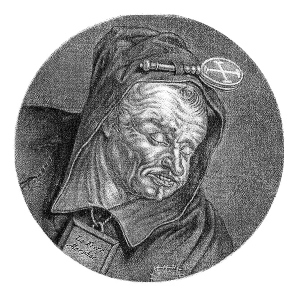 Sloth Jacob Gole Cornelis Dusart 1693 1700 Sleeping Monk Plaque — Stock Photo, Image