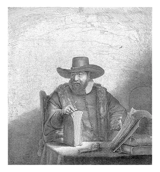 Portrait Mennonite Minister Cornelis Claesz Anslo Salomon Savery Rembrandt Van — Stock Photo, Image