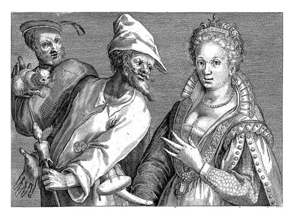 Aura Tries Seduce Harlequin Crispijn Van Passe Jacques Bellange 1574 — Stock Photo, Image