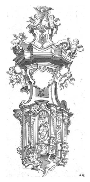 Púlpito Com Cristo Figura Putti Gerrit Visscher 1690 1710 Púlpito — Fotografia de Stock