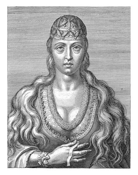 Portrait Princess Joanna Portugal Cornelis Galle 1621 Vintage Engraved — Stock Photo, Image