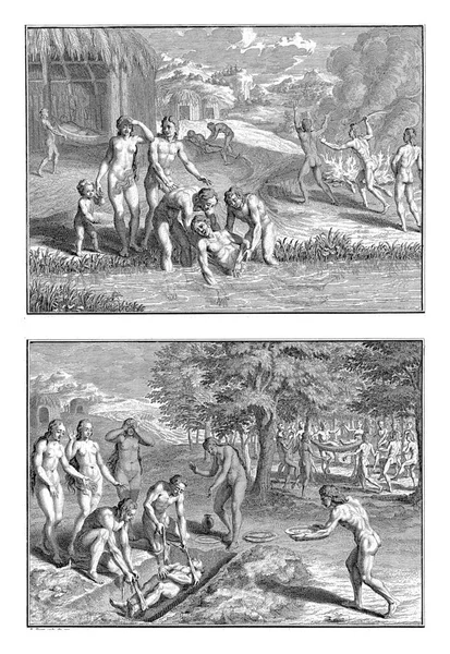 Curing Sick Burial Indians Paria Bernard Picart Workshop 1723 Sheet — Stock Photo, Image