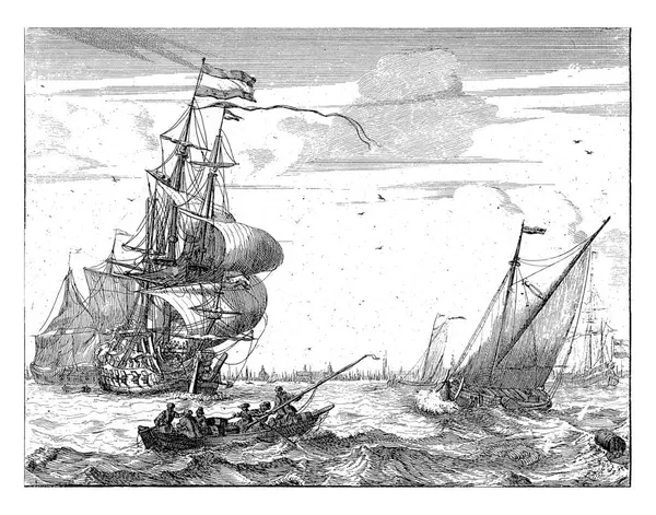 Kilátás Evezős Csónak Frederik Ottens Ludolf Bakhuysen Után 1717 1770 Stock Fotó