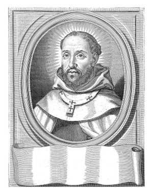 Petrus de Casis 'in portresi, Arnold van Westerhout, 1665 - 1725 Onun portresinin altındaki kartuşta onun adı ve Latince biyografik ayrıntılar.