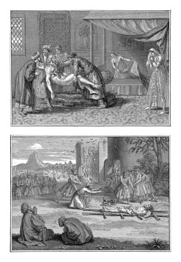 Pers Cenaze Törenleri, Bernard Picart (atölye çalışması), Bernard Picart 'tan sonra, 1727 Pers defin ritüelleri ile iki temsili çarşaf.