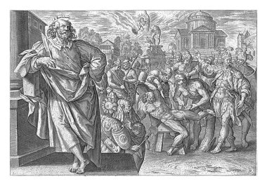 Bartolomeus şehidi Hans Collaert, Maerten de Vos 'tan sonra 1646 Bartolomeus Kızılderililer tarafından derisi yüzüldü. Şehitlik sahnesinin solunda elinde bir bıçakla yeniden tasvir ediliyor..