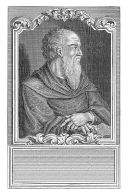 Pietro Bembo 'nun portresi, Adolf van der Laan, 1694 - 1755 Cardinal Pietro Bembo' nun sağındaki portre büstü, yalınayak. Süslü bir çerçeve etrafında, portrenin altında sekiz satırlık Hollandaca bir ayet var..