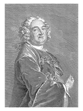 Portret van Francois Robichon de la Gueriniere, Simon Henri Thomassin, Louis Tocque 'dan sonra, 1697 - 1741, vintage gravür.