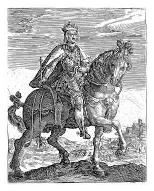 Habsburg 'lu I. Maximilian at sırtında, Crispijn van de Passe (I), 1604 Habsburg' lu Maximilian, Roma İmparatoru, at sırtında.