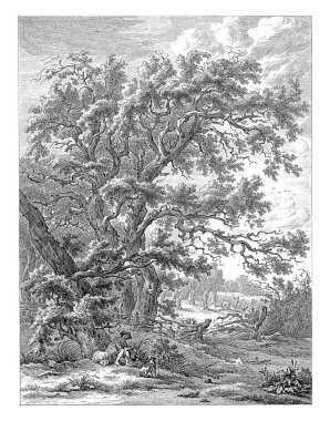 Midlaren yakınlarındaki manzara, Hendrik Schwegman, Egbert van Drielst 'ten sonra, 1771 - 1816 Drenthe yakınlarındaki Midlaren manzarası, bir adamın bir ağacın altında dinlendiği yer..
