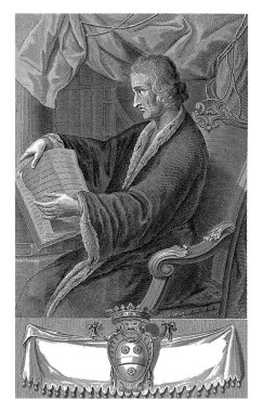 Bernardo Segni 'nin portresi, Johann Heinrich Starchlin, 1697 - 1737, eski gravür..