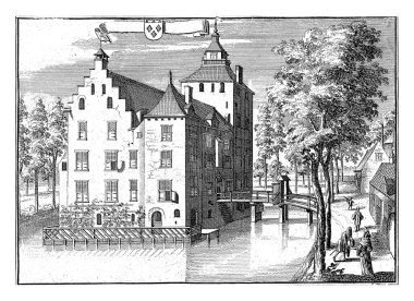 Den Ham Kalesi manzarası, Jan van Vianen, Caspar Specht 'tan sonra, 1725 - 1751 Vleuten' deki Den Ham Kalesi manzarası.