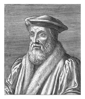 Andre Tiraqueau 'nun portresi, Philips Galle, 1587 - 1606 Fransız jürisi ve danışmanı Andre Tiraqueau' nun portresi.