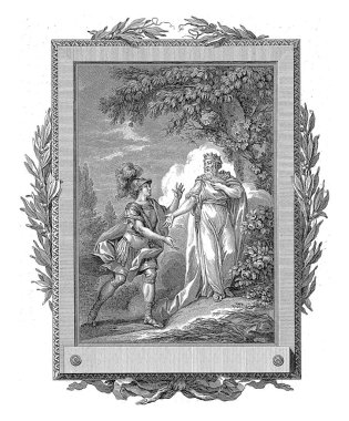 Telemachus, dedesi Arcelius, Jean-Baptiste Tilliard tarafından Charles Monnet 'ten sonra, 1785' te bir ağacın altında duran Arcelius, soldaki torunu Telemachus 'u tanıdı..