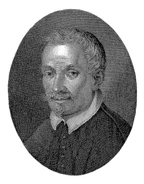 Yazar Benedetto Buommatei 'nin portresi, Paolo Caronni, 1789 - 1842, eski gravür..