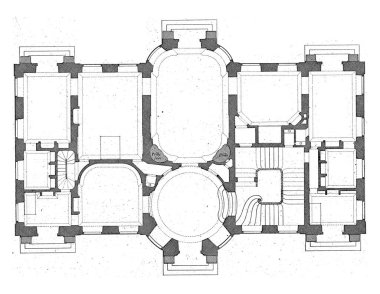 Zemin kat planı, Carl Albert von Lespilliez, Francois de Cuvillies 'den (Sr.) sonra, 1745 yılında bir kır evinin zemin katının haritası..