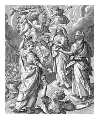 Damat, Maerten de Vos 'tan sonra beş bilge bakireyi, Crispijn van de Passe' yi (I) alır.