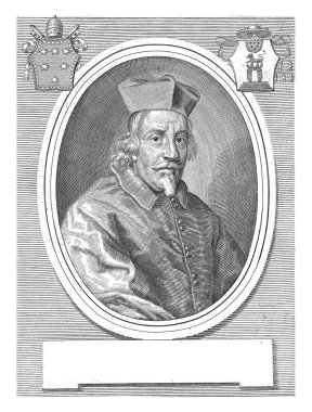 Kardinal Mario Alberizzi 'nin portresi, Albertus Clouwet, 1675 - 1679 Kardinal Mario Alberizzi' nin oval çerçeveli portresi. Sağa kır. Tepede Papa X. Clement 'in arması duruyor..