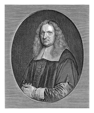 Johannes Cocceius 'un eldivenli portresi, Jonas Suyderhoef, David Bailly' den sonra, 1668 - 1693 Johannes Cocceius 'un portresi, Leiden Üniversitesi' nde ilahiyat profesörü, eldiven giyiyor.