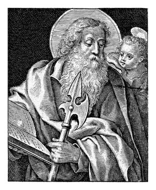 Evangelist Matthew, Antonie Wierix (II.), 1676 - 1719 Evangelist Matthew, elinde açık bir kitapla.