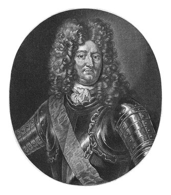 Noailles Dükü Anne Jules 'un portresi, Pieter Schenk (I), Hyacinthe Rigaud' dan sonra, 1670 - 1713 Anne Jules Dük Noailles ve Fransa Mareşali, zırhlı.