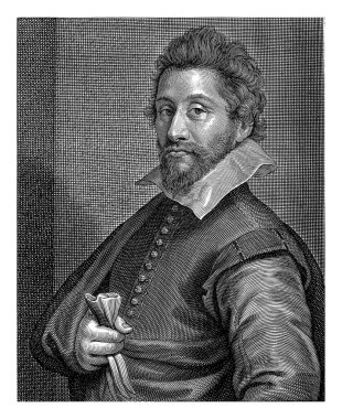 Pieter de Jode 'nin (I) portresi, Pieter de Jode (II), 1628 - 1670 yılları arasında Pieter de Jode' nin (I) portresi. Sağ elinde bir eldiven tutuyor..