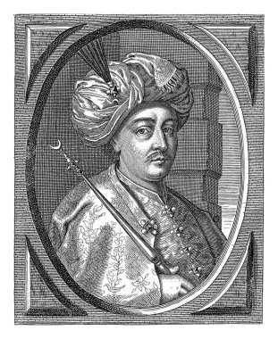 Osmanlı İmparatorluğu 4. Sultan Mehmet 'i Cornelis Meyssens' in portresi, 1650 - 1693 Mehmet 'in portresi, Osmanlı İmparatorluğu Sultanı, elinde bir asa tutuyordu..