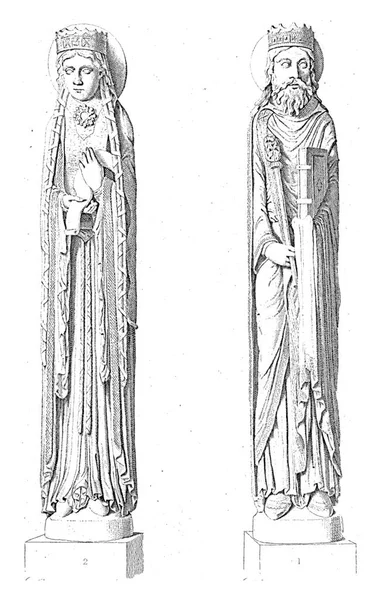 Skulpturen Von Clothilde Und Clovis Aus Notre Dame Corbeil Jacopo — Stockfoto