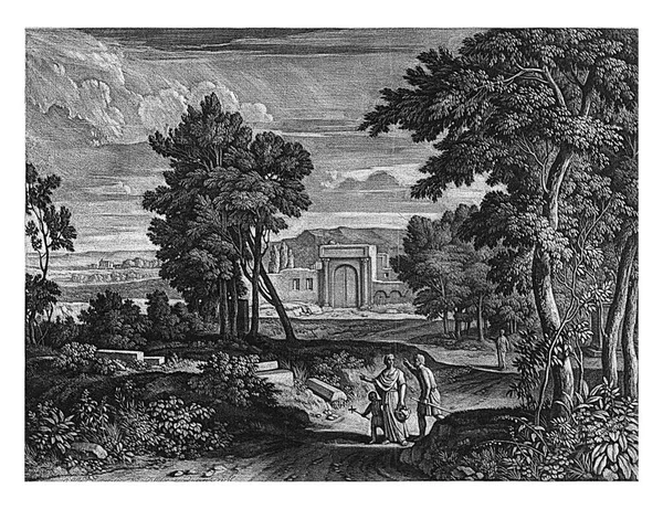 Dört Figürlü Manzara Gerard Hoet 1664 1709 Ağaç Çizgili Manzara — Stok fotoğraf