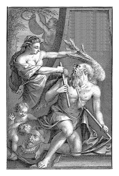 Wyobraźnia Oswoiła Ojca Czasu Jakuba Houbrakena 1753 Czas Ojca Złamaną — Zdjęcie stockowe