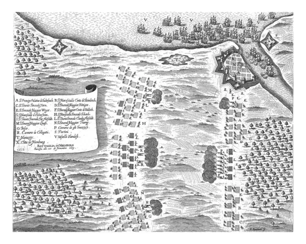 Battle Nyborg 1659 Gaspar Bouttats 1659 Map Showing Capture City — Stock Photo, Image