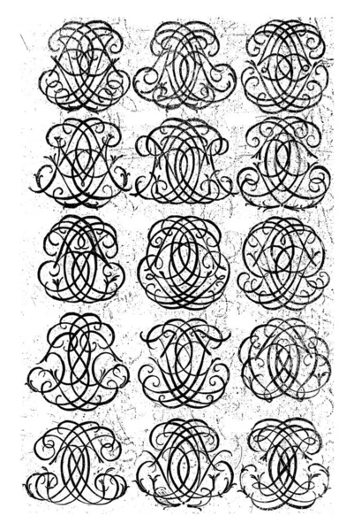 15 Harf Monogramı (GHI-GHZ), Daniel de Lafeuille, c. 1690 - c. 1691 Kısmen numaralandırılmış 29 yaprak serisinden.