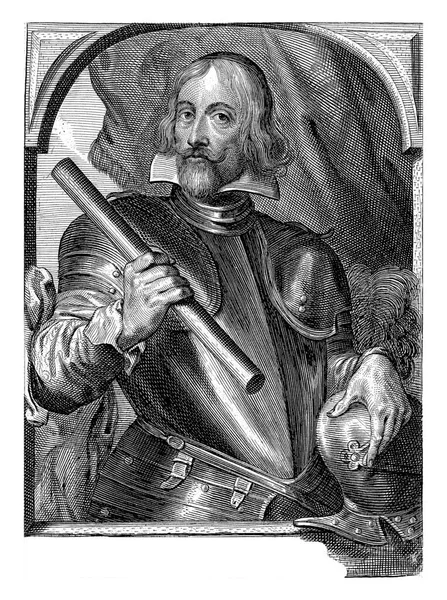 Half Length Portrait Paul Bernard Fontaine Wears Armor His Right — Stock Photo, Image