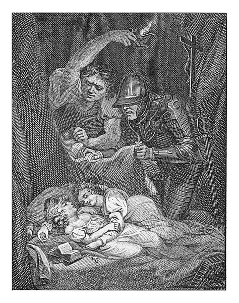 Man Armor Woman Lamp Two Sleeping Children Philippus Velijn 1821 — Stock Photo, Image