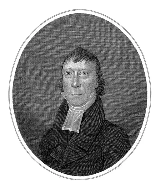 的肖像Snabilie Walraad Nieuwhoff 继Johannes Hari 1826年S 肖像画之后鹿特丹福音路德教会牧师Snabilie身穿黑色外套 头戴白色头巾 — 图库照片