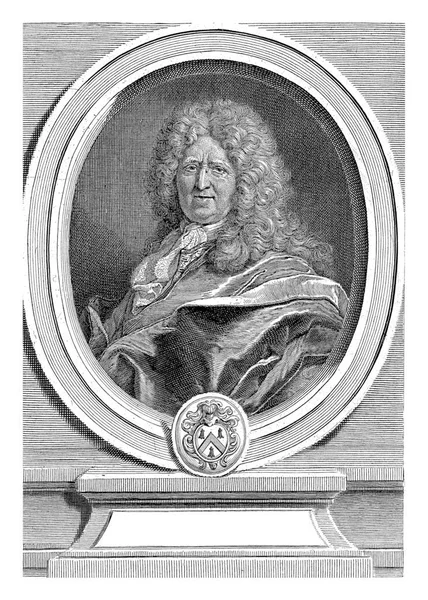 Portræt Jean Herault Gourville Gerard Edelinck Efter Hyacinthe Rigaud 1669 - Stock-foto