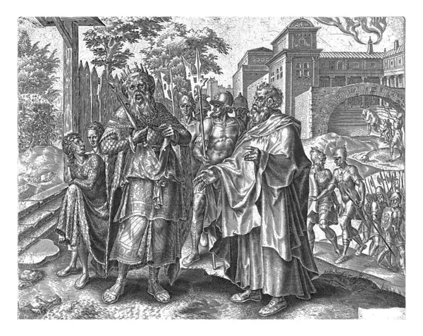 Ahab Repents Elijah Curse Philips Galle Maarten Van Heemskerck 1561 — Stock Photo, Image