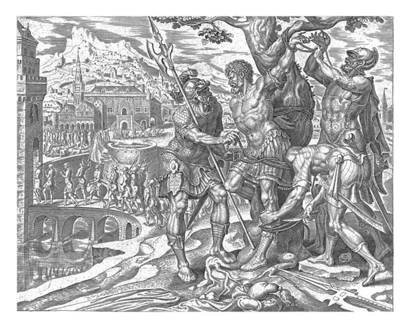 Israelites Cut Achior Loose Philips Galle Maarten Van Heemskerck 1564 — Stock Photo, Image