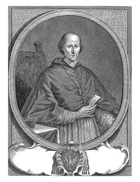 Portrait Cardinal Giuseppe Pozzobonelli Marc Antonio Dal 1743 Vintage Engraved — Stock Photo, Image