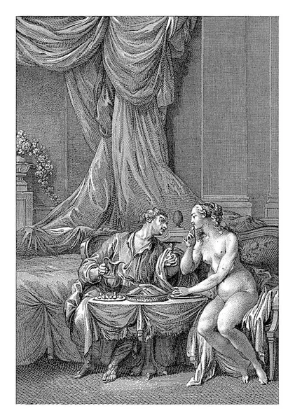 Pygmalion and Galatea at the Dining Table, Emmanuel Jean Nepomucene de Ghendt, after Charles Joseph Dominique Eisen, 1748 - 1815