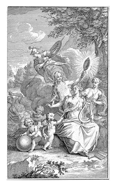 Landscape Allegorical Figures Jan Punt 1740 Landscape Poetry Accompanied Truth — Stock Photo, Image