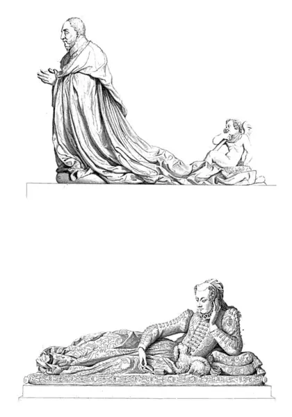 Rzeźby Rene Birague Jego Żony Valentine Balbiani Jacopo Bernardi Erneście — Zdjęcie stockowe