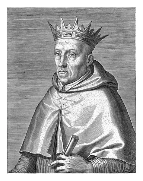 Portrait King Cardinal Henry Portugal Cornelis Galle 1621 Vintage Engraved — Stock Photo, Image