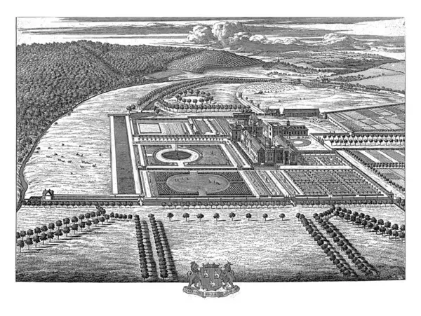 Вид Хэмптон Корт Йоханнес Кип После Леонарда Найффа 1709 Год — стоковое фото