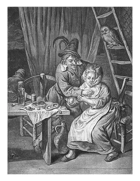 Feeling Cornelis Dusart 1670 1704 Room Man Gropes Young Woman — Stock Photo, Image