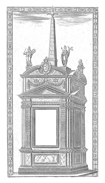 Monument Obelisk Personifications Cardinal Virtues Anonymous Jacob Weert 1597 Monument — Stock Photo, Image