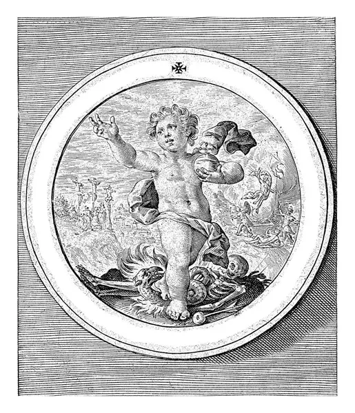 Putto Salvator Mundi Crispijn Van Passe 1594 Medallion Putto Salvator — Stock Photo, Image