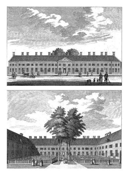 View Huiszitten Weduwenhof Van Amsterdam Jan Goeree 1782 Two Representations — Stock Photo, Image