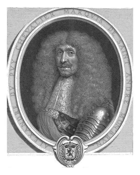 Portrait Alexander Puy Antoine Masson Gilbert Seve 1670 Vintage Engraved — Stock Photo, Image